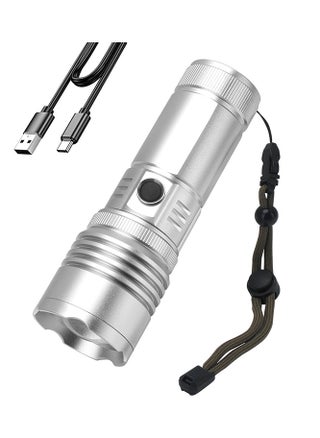 Strong and ultra bright flashlight charging outdoor long-range laser white laser zoom long endurance camping light 2400mAh waterproof IPX4 eight dimming modes, telescopic focusing power bank LCD bat - pzsku/ZFCCF7DED28DA7198A934Z/45/_/1734077555/e317e228-e2df-4dd3-9cd6-911af4eb1eab