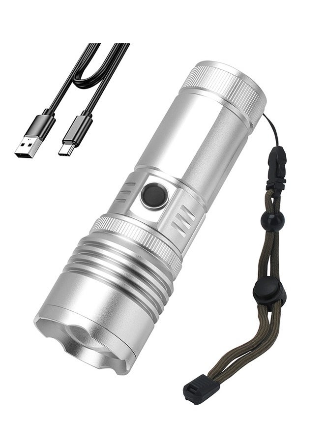 BORUIT - Strong and ultra bright flashlight charging outdoor long-range laser white laser zoom long endurance camping light 2400mAh waterproof IPX4 eight dimming modes, telescopic focusing power bank LCD bat - Image 1
