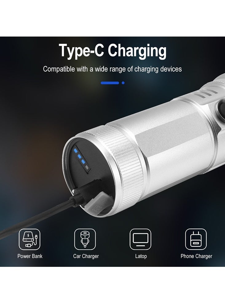 BORUIT - Strong and ultra bright flashlight charging outdoor long-range laser white laser zoom long endurance camping light 2400mAh waterproof IPX4 eight dimming modes, telescopic focusing power bank LCD bat - Image 1