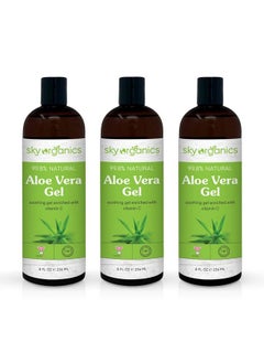 Sky Organics Aloe Vera Gel (8Oz X 3 Pack) All Natural Ultra Hydrating Skin Cooling Aloe Gel Nonsticky Relief Of Sunburns Razor Burns Bug Bites Hair Conditioner & Gel Cold Pressed Made In Usa  - Image 2