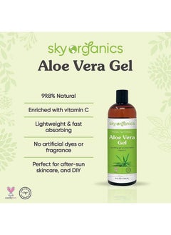 Sky Organics Aloe Vera Gel (8Oz X 3 Pack) All Natural Ultra Hydrating Skin Cooling Aloe Gel Nonsticky Relief Of Sunburns Razor Burns Bug Bites Hair Conditioner & Gel Cold Pressed Made In Usa  - Image 3