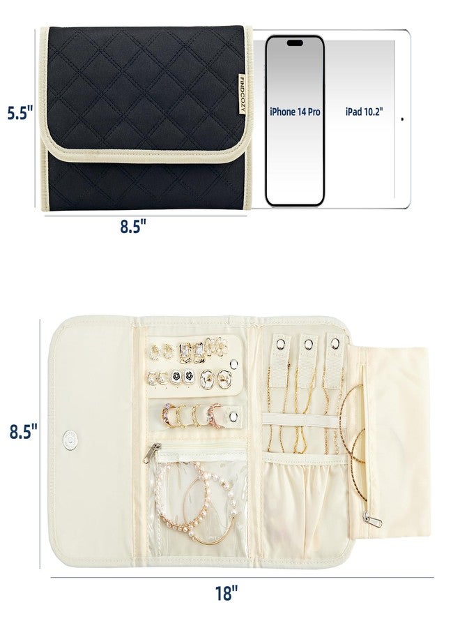 FINDCOZY Jewelry Travel Organizer, Foldable Jewelry Case for Necklaces, Earrings, Rings, Bracelets, Black - Image 5