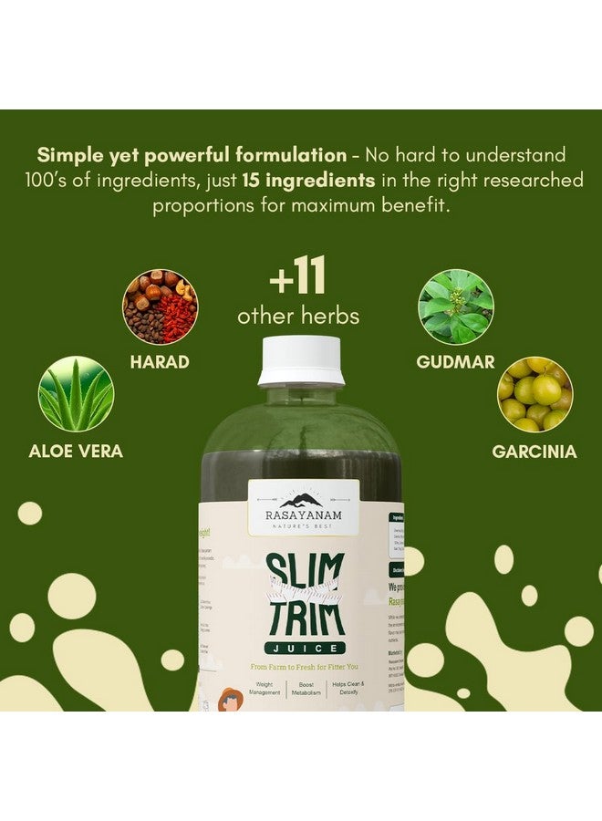 Rasayanam Slim Trim Juice for Healthy Weight Management - 750ML PACK OF 2 | Improves Gut Health | Garcinia Cambogia, Aloe Vera, Harad, Amla, Moringa, Trikuta & 8 More Ayurvedic Herbs - Image 5