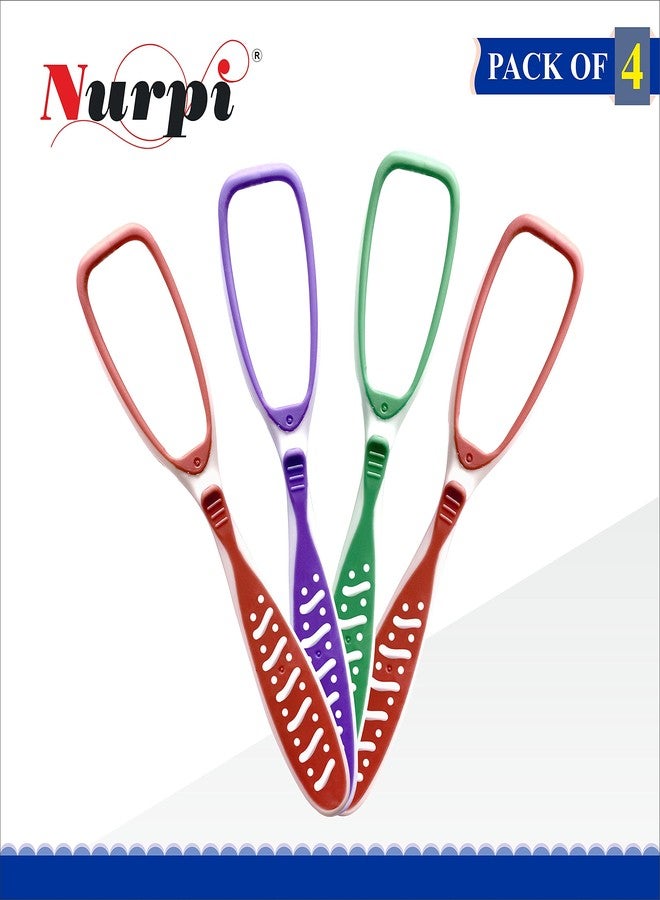 Nurpi Plastic Premium Tongue Cleaner for Adults and Kids Fights Bad Breath Oral Health Care Tool, Easy to Use Travel Friendly- Pack of 4 - Image 2