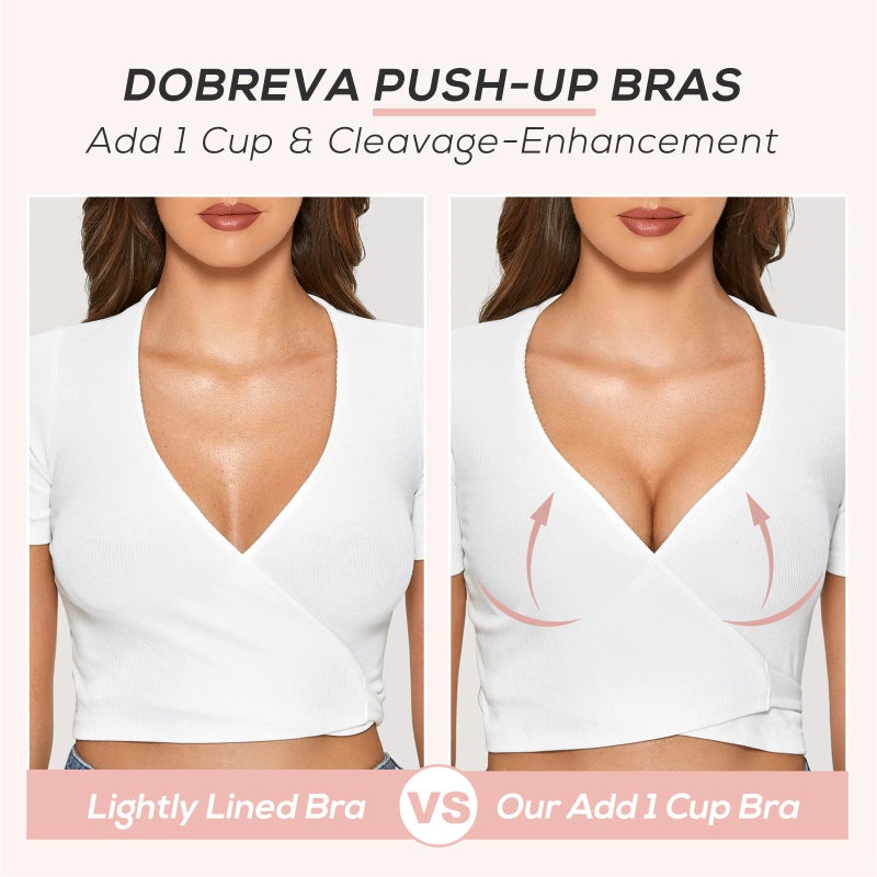 DOBREVA Women's Push Up Lace Bra Underwire Plunge Full Coverage Bras Sexy Plus Size Support Black 38D - Image 2