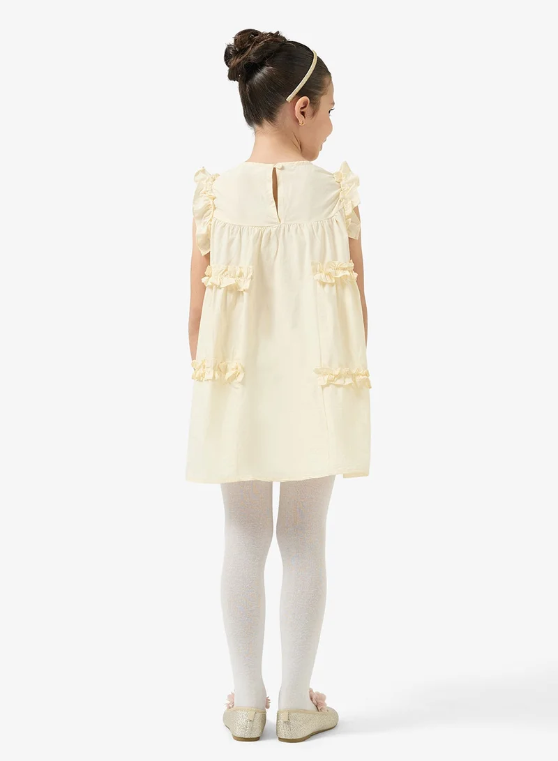 Pinata  Soft Yellow Frill Detail Dress for Women | Best Price UAE