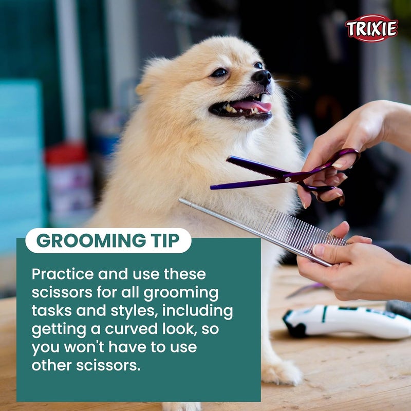 Trixie Straight Scissors, Trimming Scissors for Dogs and Cats, Made with Stainless Steel, and Non-Slip Rubber Handle for Easy Grip, Round-Tip Design Makes It Safe to Use Around face Area – 18cm - Image 5