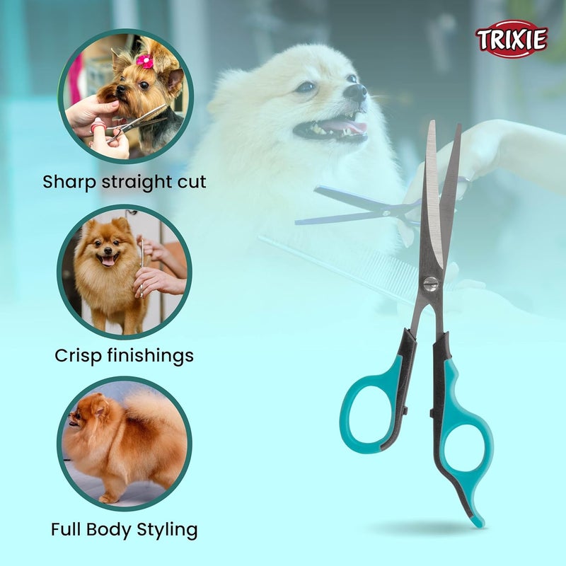 Trixie Straight Scissors, Trimming Scissors for Dogs and Cats, Made with Stainless Steel, and Non-Slip Rubber Handle for Easy Grip, Round-Tip Design Makes It Safe to Use Around face Area – 18cm - Image 4