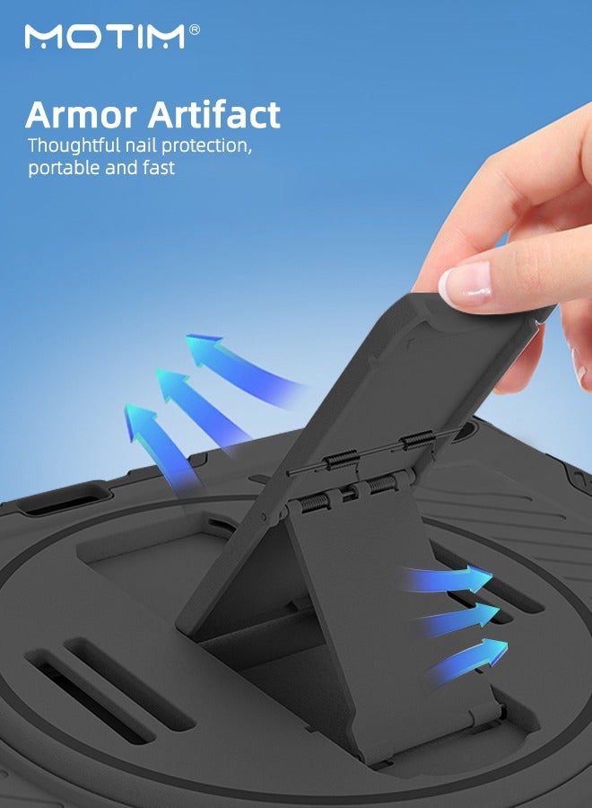 Motim iPad 11th(A16)2025 Gen/ipad10th 2022 Gen 10.9" Rotating Case with Pencil Holder and Hand Strap, Smart iPad Case with 360° Rotating Stand Handle Cover, Heavy Duty Hybrid Shockproof Protective Back Cover, Auto Wake/Sleep - Image 3