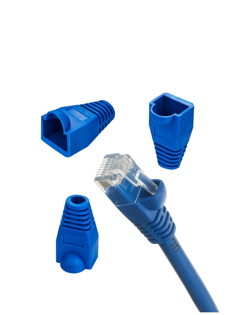 RJ45 Ethernet Cable Boots – Strain Relief & Clip Protector – Blue (100, 50 and 25 Pcs) - Image 3