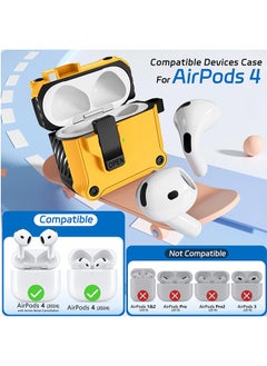 Generic Compatible with AirPods 4th Gen Case, Full Drop Protection Auto Pop-Up Lid and Lock Design with Cleaner Kit and Keychain for AirPods 4 2024-Fiber Orange  - Image 2