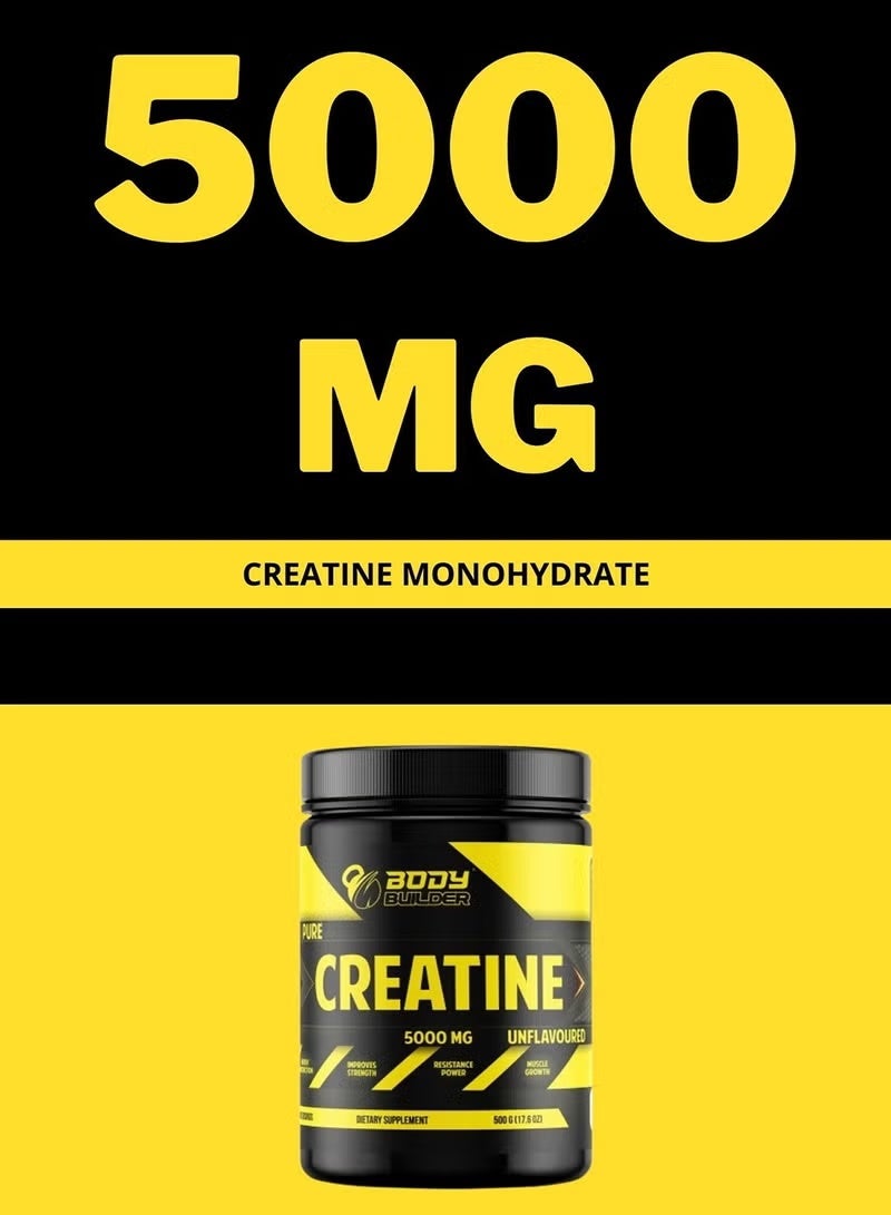 بودي بيلدر كرياتين أحادي الهيدرات - 100 حصة - 5000 ملغ كرياتين أحادي الهيدرات عالي النقاء لكل حصة - بدون نكهة - 500 جرام - Image 2