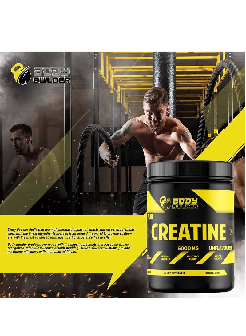 Body Builder Creatine Monohydrate -100 Servings- 5000 mg High Purity Creatine Monohydrate per Serving - Unflavored-500gm - Image 4