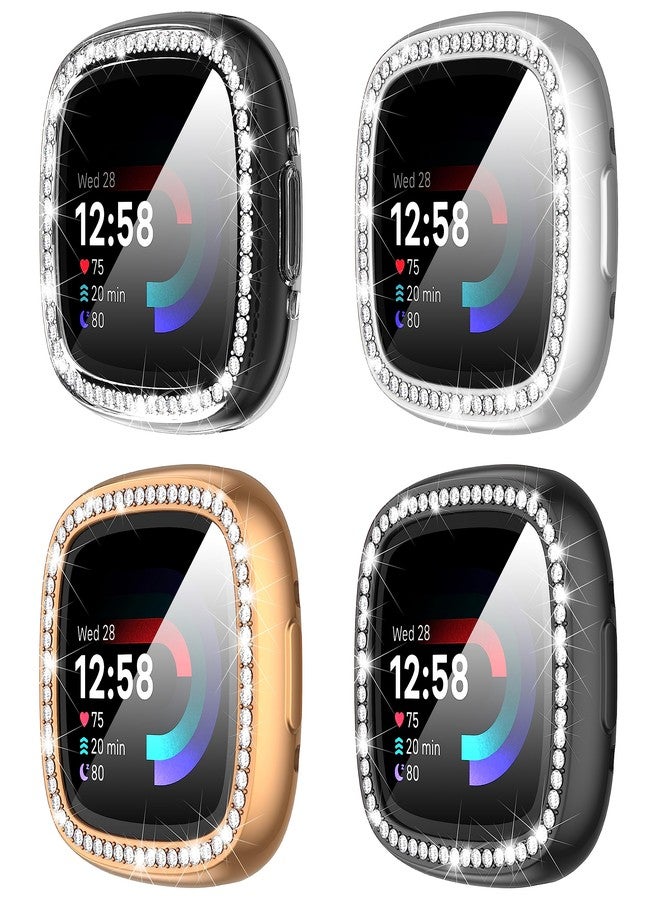 Suoman 4-Pack Case for Fitbit Versa 4/Sense 2, HD Shockproof Soft TPU Full Protection Screen Protector, Scratch-Resistant - Image 1
