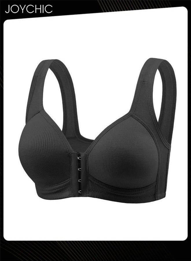 Joychic سوتيان نسائي قابل للتعديل بإغلاق أمامي، تصميم بدون سلك مع ظهر متقاطع، سوتيان مريح وخالي من seams لفصل الربيع والصيف، قابل للتنفس - Image 1