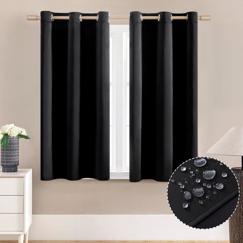 XTMYI Black Out Curtains 48 Inch Long 2 Panels for BedroomKitchenBathroomHeat Blocking Half Short Blackout Shades for Windows