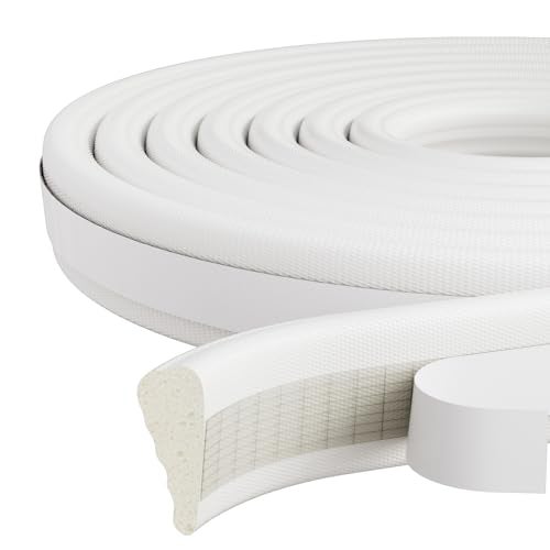 KAYLEINSTER 9.8 Ft Weather Stripping Door Seal Strip,Adhesive Foam Window Insulation Weather Strip for Winter,Soundproofing Weatherstripping for Door Frame Seal,Wedge Window Draft Stopper Gap Filler,White - Image 1