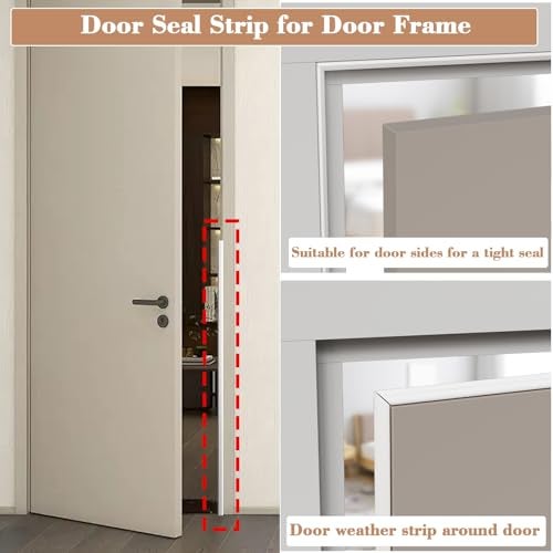 KAYLEINSTER 9.8 Ft Weather Stripping Door Seal Strip,Adhesive Foam Window Insulation Weather Strip for Winter,Soundproofing Weatherstripping for Door Frame Seal,Wedge Window Draft Stopper Gap Filler,White - Image 3