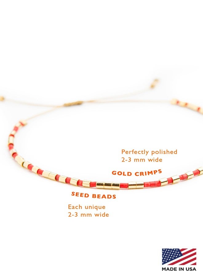 NAZ COLLECTION – Dainty Seed Bead Bracelet, Handmade Multicolor Bohemian Stackable Beaded Bracelets, Colorful Beach Surfer Boho Bracelets, Adjustable Charm String, Summer Jewelry for Women, ADULT Bracelets (Coral) - Image 2