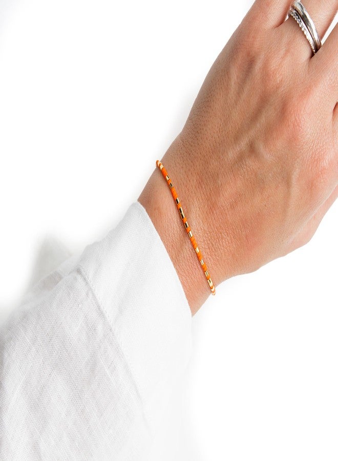NAZ COLLECTION – Dainty Seed Bead Bracelet, Handmade Multicolor Bohemian Stackable Beaded Bracelets, Colorful Beach Surfer Boho Bracelets, Adjustable Charm String, Summer Jewelry for Women, ADULT Bracelets (Coral) - Image 5
