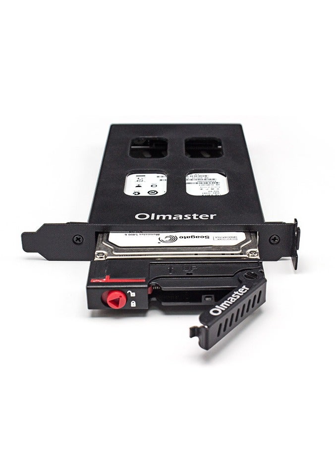 oimaster PCI Single-Bay Hard Drive Enclosure, Internal HDD Extraction Box for PC Case, Expansion Bracket Compatible with 2.5" SATA/SSD Hard Drives, Metal Body with Lock, LED Indicator, Easy Installation, High-Speed 6Gbps - Image 1