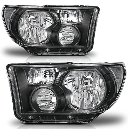 M-AUTO OE Style Driver & Passenger Side Head Lamps Compatible with 2007-2013 Toyota Tundra/08-17 Sequoia, Left & Right Headlamp Assembly with Black Housing Clear Corner - Image 1