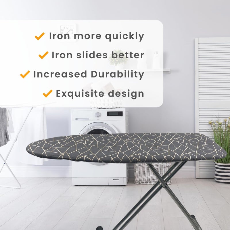 SAVUK Ironing Board Cover and Pad Standard Size 15x54 inch Extra Heavy Duty Thick Padding, Heat Reflective, Non Stick Scorch and Stain Resistant (Geometric Grey, 15" x 54") - Image 5