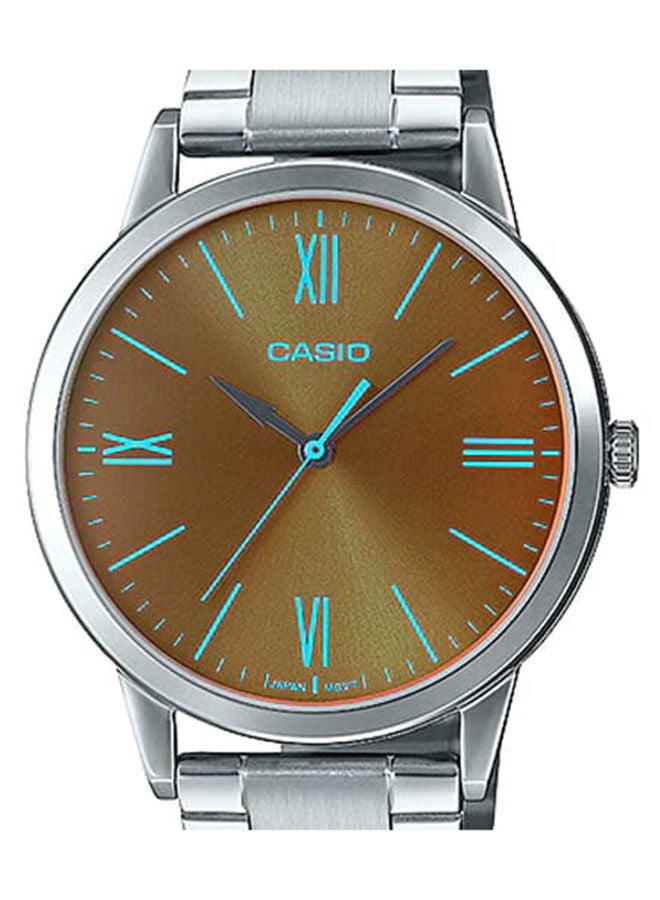 CASIO ساعة للرجال انالوج بمينا بني وبسوار ستانلس ستيل MTP-E600D-1BDF - Image 3