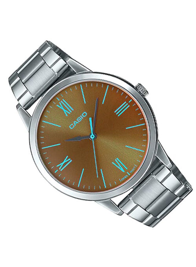 CASIO ساعة للرجال انالوج بمينا بني وبسوار ستانلس ستيل MTP-E600D-1BDF - Image 2