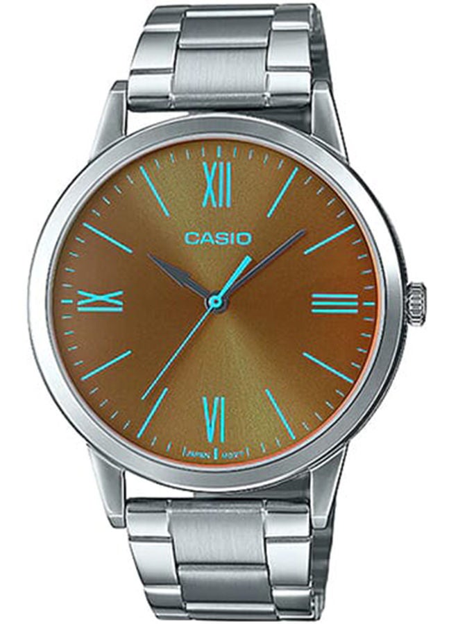CASIO ساعة للرجال انالوج بمينا بني وبسوار ستانلس ستيل MTP-E600D-1BDF - Image 1