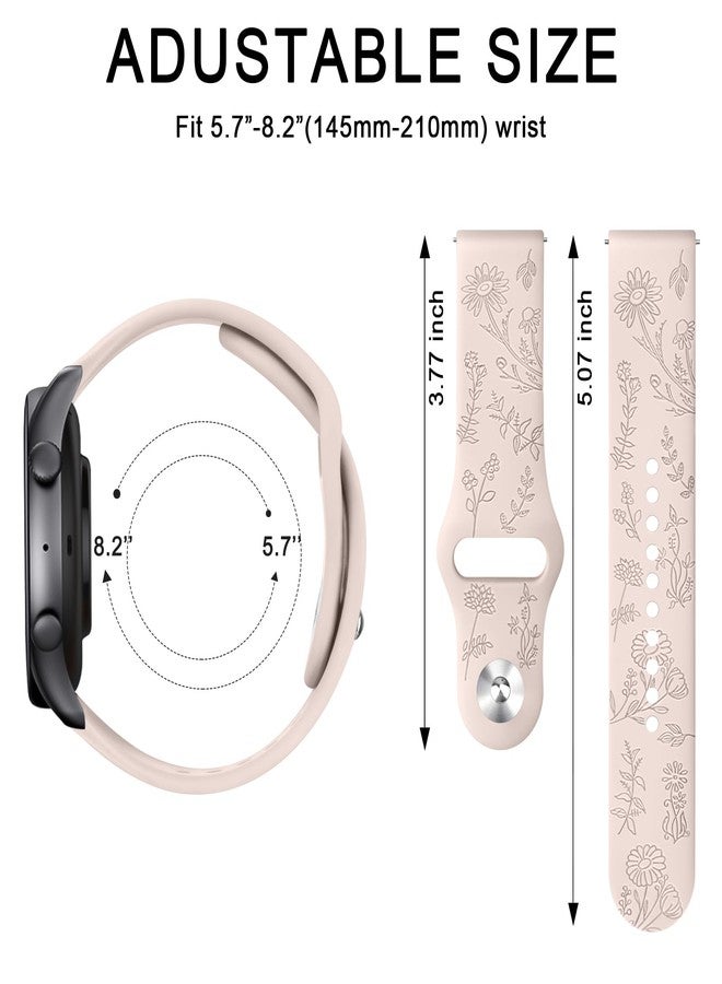 Meliya Floral Engraved Bands for IDW13, IDW16, IDW19 Smartwatch, 22mm Soft Silicone Flower Pattern Replacement Strap (Pink Sand) - Image 4