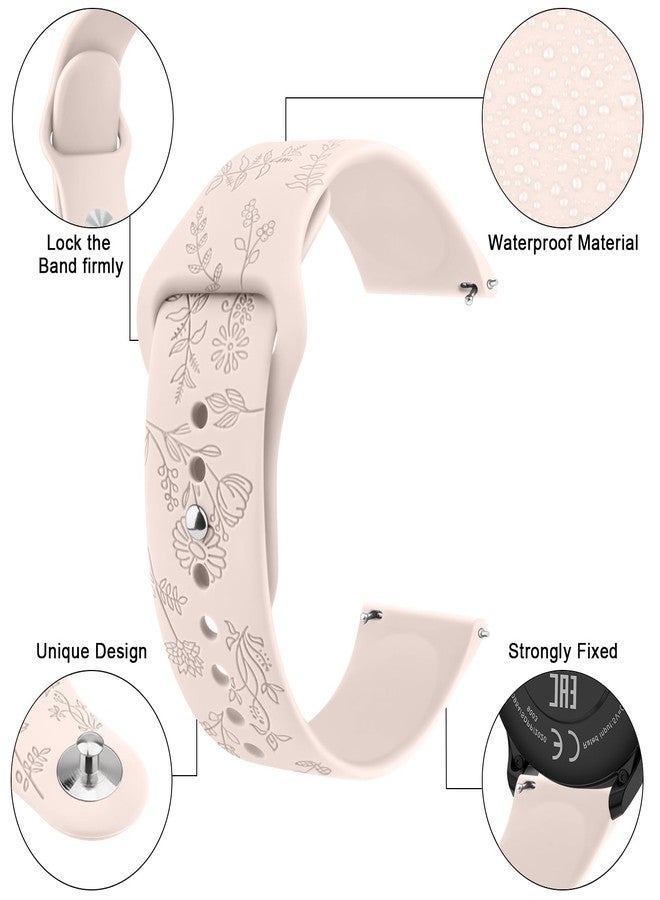 Meliya Floral Engraved Bands for IDW13, IDW16, IDW19 Smartwatch, 22mm Soft Silicone Flower Pattern Replacement Strap (Pink Sand) - Image 2