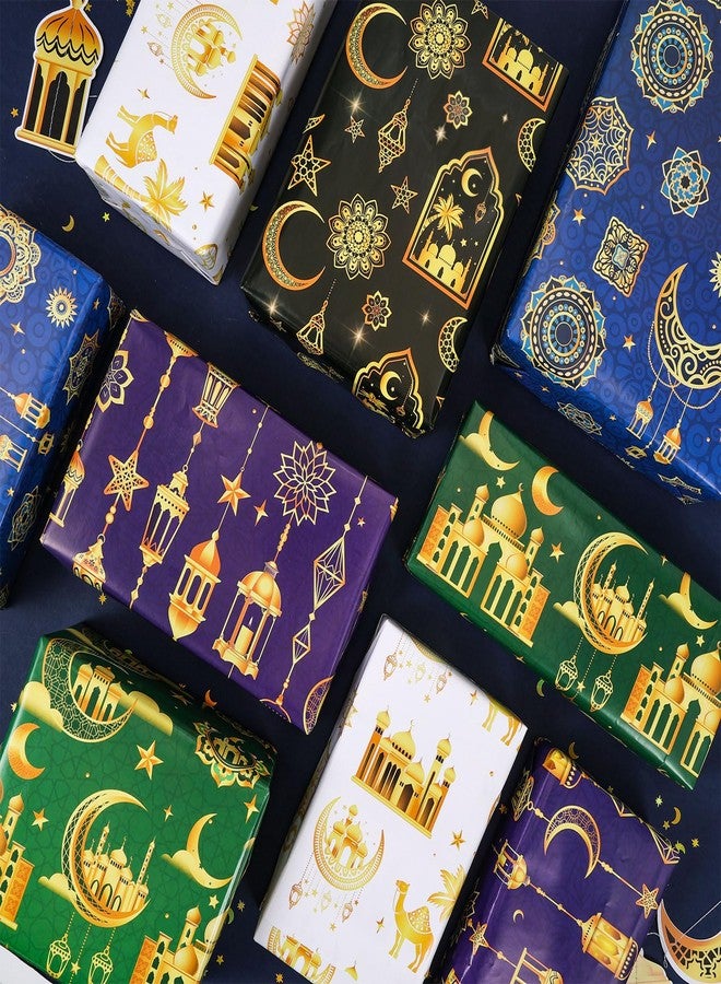 هواف ورق تغليف هدايا العيد من هواف، ١٠ أوراق، متعدد الألوان، مناسب لرمضان مبارك، ورق تغليف هدايا للأطفال والرجال والنساء، زينة لحفلات العيد، ورق تغليف هدايا عيد مبارك، هلال ونجمة، ورق تغليف هدايا إسلامي - Image 4