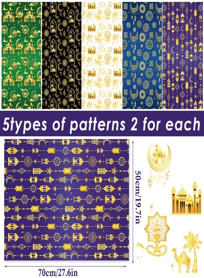 هواف ورق تغليف هدايا العيد من هواف، ١٠ أوراق، متعدد الألوان، مناسب لرمضان مبارك، ورق تغليف هدايا للأطفال والرجال والنساء، زينة لحفلات العيد، ورق تغليف هدايا عيد مبارك، هلال ونجمة، ورق تغليف هدايا إسلامي - Image 2