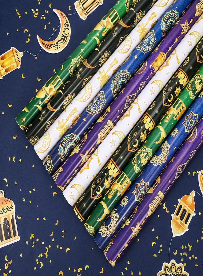 هواف ورق تغليف هدايا العيد من هواف، ١٠ أوراق، متعدد الألوان، مناسب لرمضان مبارك، ورق تغليف هدايا للأطفال والرجال والنساء، زينة لحفلات العيد، ورق تغليف هدايا عيد مبارك، هلال ونجمة، ورق تغليف هدايا إسلامي - Image 3