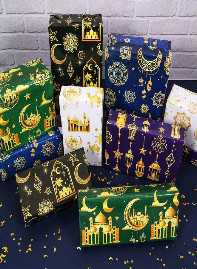 هواف ورق تغليف هدايا العيد من هواف، ١٠ أوراق، متعدد الألوان، مناسب لرمضان مبارك، ورق تغليف هدايا للأطفال والرجال والنساء، زينة لحفلات العيد، ورق تغليف هدايا عيد مبارك، هلال ونجمة، ورق تغليف هدايا إسلامي - Image 5