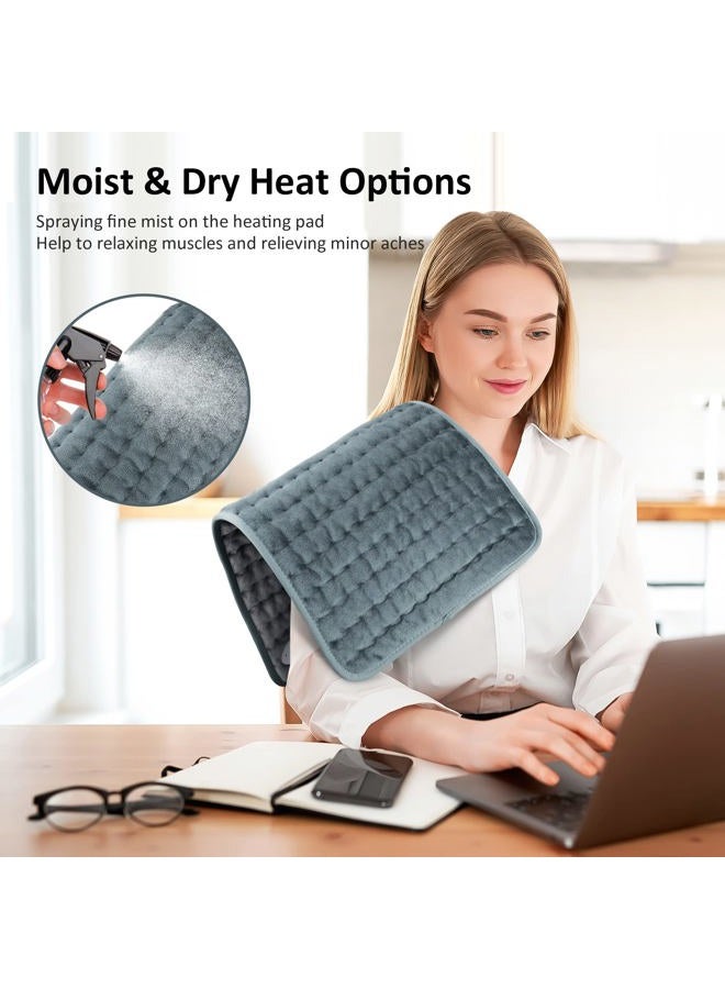 BESIGILA Electric Heating pad for Back/Shoulder/Neck/Knee/Leg Pain Relief, 6 Fast Heating Settings, Auto-Off, Machine Washable, Moist Dry Heat Options, Extra Large 12"x24"(Gray) - Image 4
