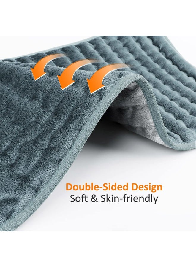 BESIGILA Electric Heating pad for Back/Shoulder/Neck/Knee/Leg Pain Relief, 6 Fast Heating Settings, Auto-Off, Machine Washable, Moist Dry Heat Options, Extra Large 12"x24"(Gray) - Image 2