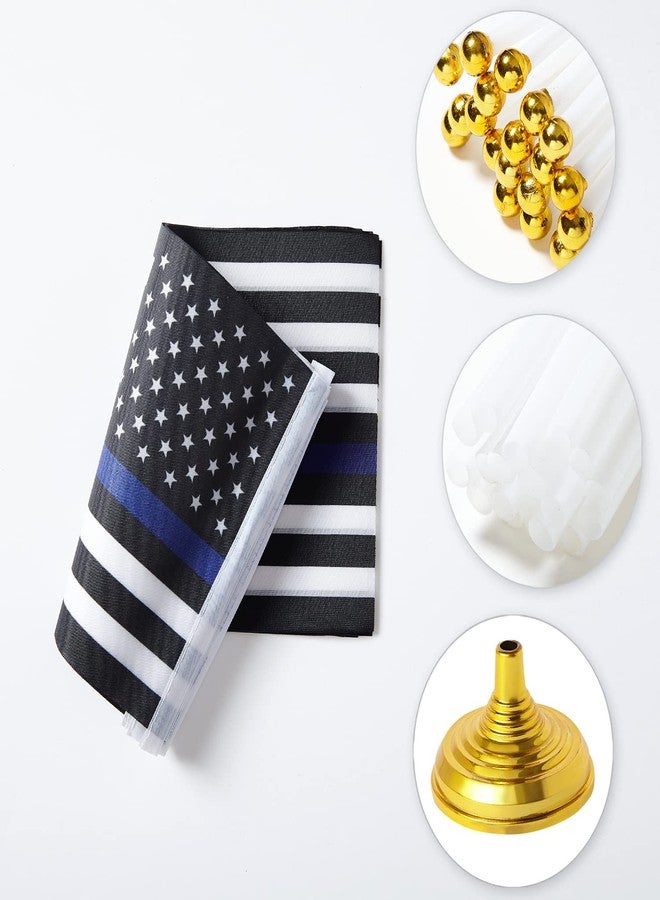 WXTWK 12 Pack American USA Thin Blue Line Desk Flag Small Mini US Police Table Flags With Stand Base,United States Law Enforcement Festival Events Celebration Decorations - Image 4