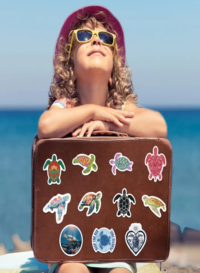 Robmoda Sea Turtles Stickers for Kids, 50 Pcs Colorful Ocean Animals Aesthetic Water Bottle Laptop Decals for Adults, Waterproof Vinyl Party Skateboard Phone Case Decor - Image 5