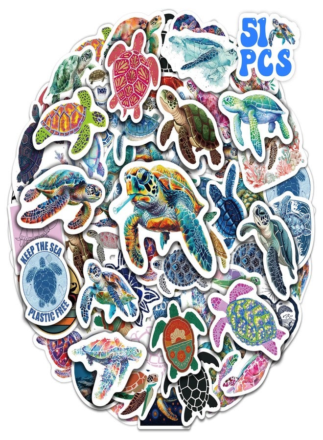 Robmoda Sea Turtles Stickers for Kids, 50 Pcs Colorful Ocean Animals Aesthetic Water Bottle Laptop Decals for Adults, Waterproof Vinyl Party Skateboard Phone Case Decor - Image 1