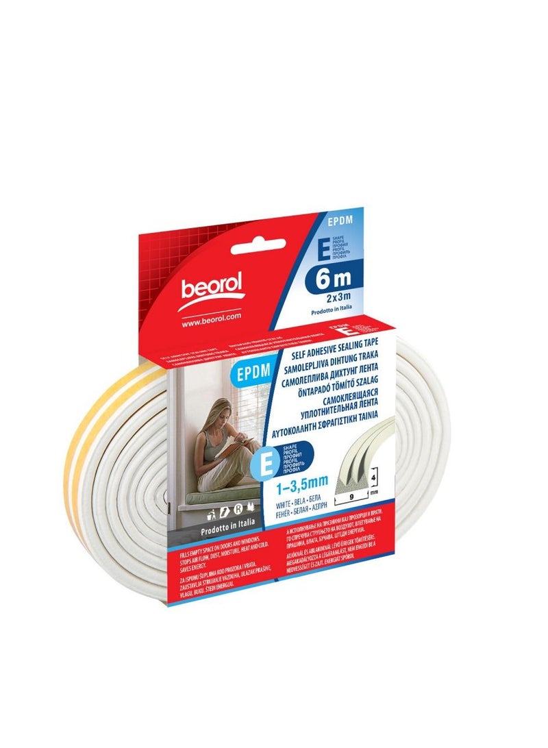 Beorol Self Adhesive Doors And Windows Foam Seal Strip White 6meter - Image 1