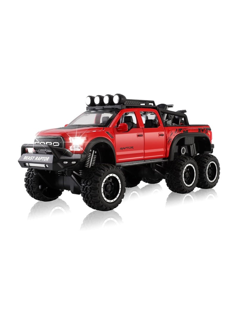TOY GARDEN Simulation of Ford Raptor Pickup Truck F150 six-Wheel (Length 8.6 inch) Metal die-cast Model car Sound and Light with Motorcycle Toy car 3 4 5 6 7 8 9 10 11 12 Year Old boy Toy - Image 1