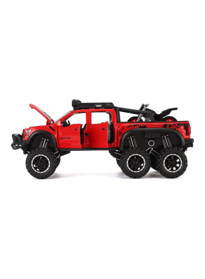 TOY GARDEN Simulation of Ford Raptor Pickup Truck F150 six-Wheel (Length 8.6 inch) Metal die-cast Model car Sound and Light with Motorcycle Toy car 3 4 5 6 7 8 9 10 11 12 Year Old boy Toy - Image 2