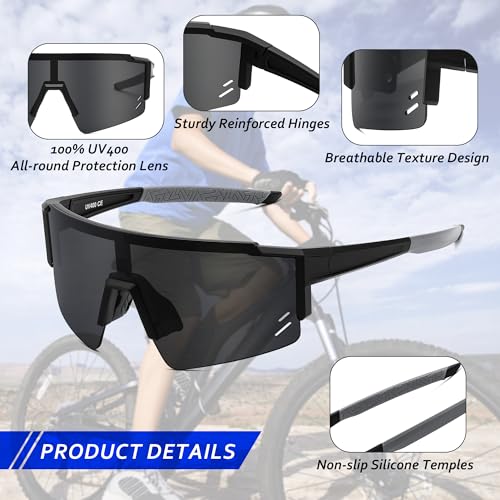 FEISEDY Kids Sunglasses Youth Baseball Sun Glasses, UV400 Sports Teens Cycling Shades for Boys Girls Age 8-16 B0048 - Image 3