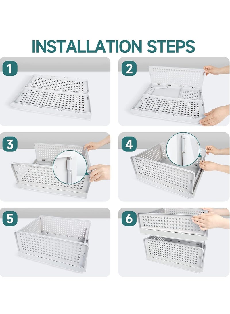 Stackable Clothes Plastic Storage Basket Foldable Closet Organizer Shelf Cloth Holder Drawer Shelf Storage Container for Wardrobe Cupboard Bathroom Office - Image 3