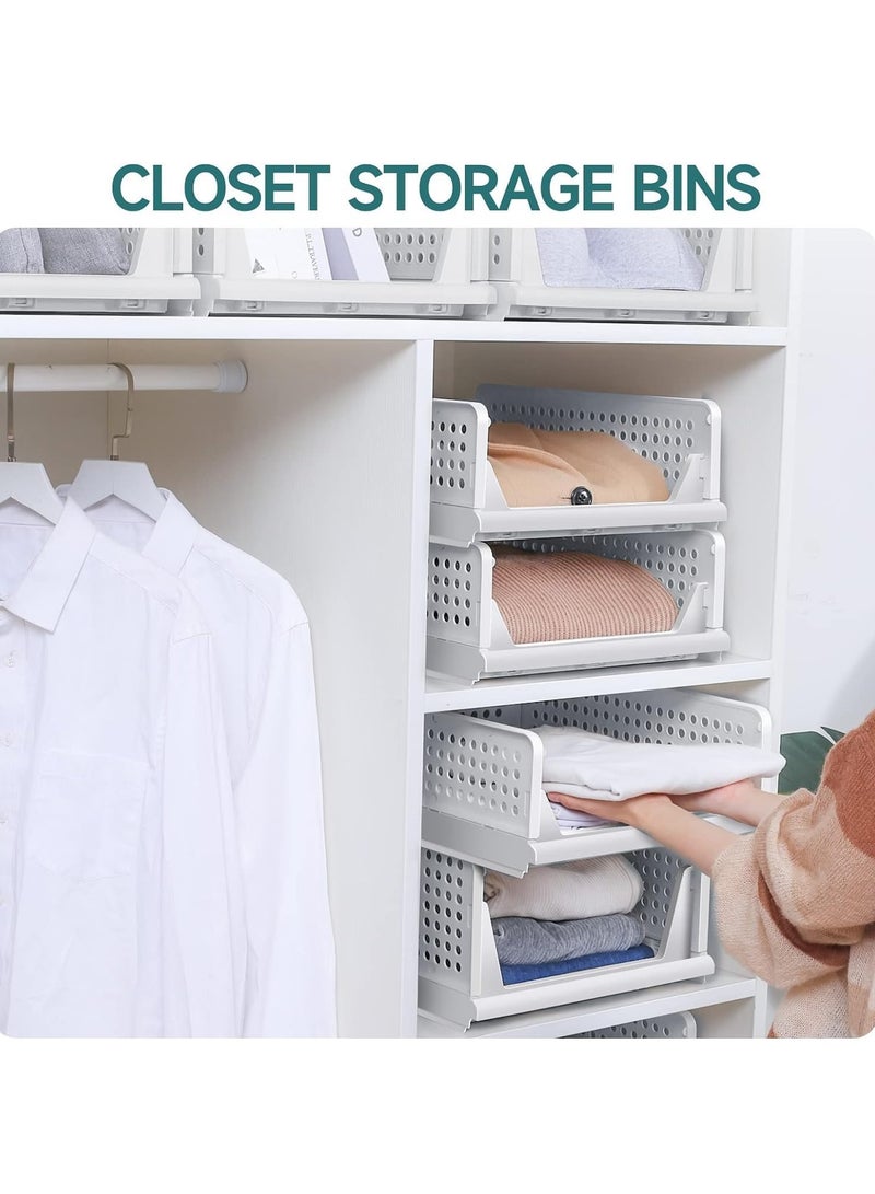 Stackable Clothes Plastic Storage Basket Foldable Closet Organizer Shelf Cloth Holder Drawer Shelf Storage Container for Wardrobe Cupboard Bathroom Office - Image 5