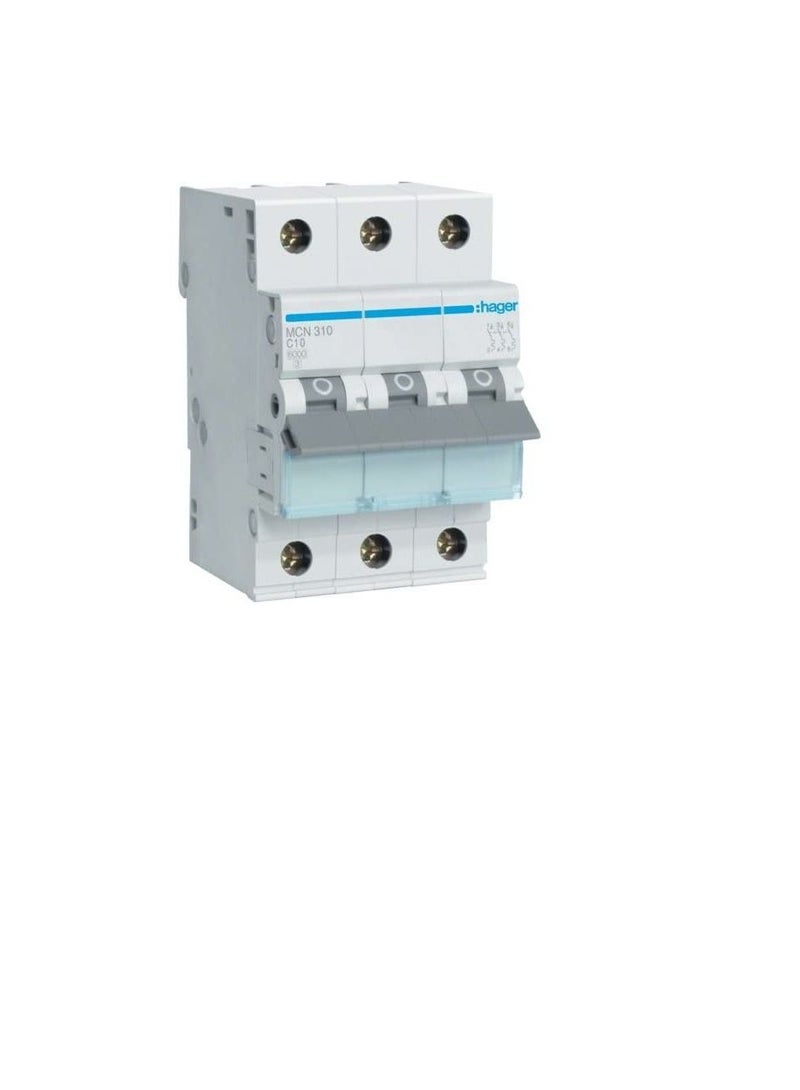 HAGER Miniature circuit breaker Three Pole 10A 6KA TP MCB TYPE C MCN310 - Image 3