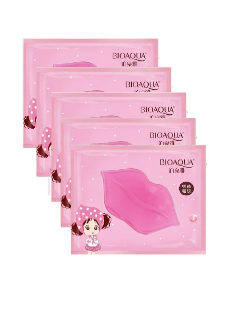 بيو أكوا قناع شفاه وردي كريستالي مغذي بالكولاجين، مرطب طبيعي لامع، ملمس ناعم، صحي ومرن - 5 قطع - Image 1