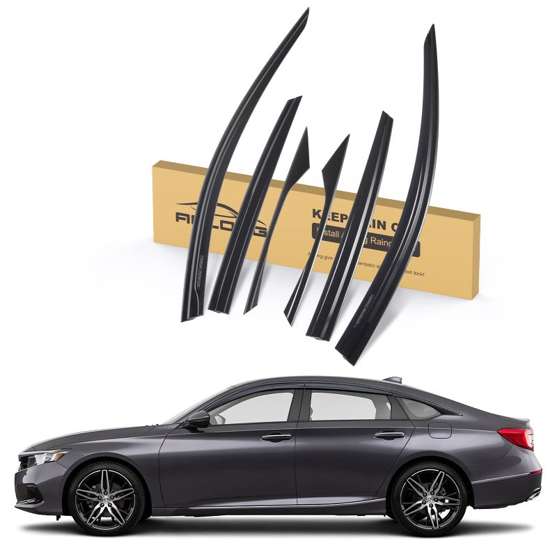 ACLONG Smoke Rain Guards Fit for Honda Accord 2018 2019 2020 2021 2022 TapeOn Side Shatterproof Window Visor Window Deflectors 6Piece Set